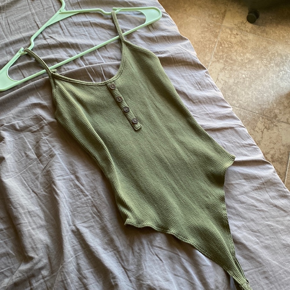 Large army green tank top bodysuit! Size Large